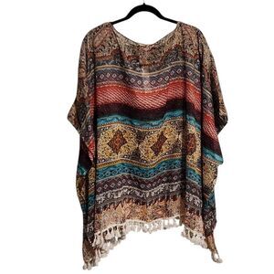 Magnolia Lane Poncho Top L/XL Lightweight Oversized Western Boho Cowgirl Nwt